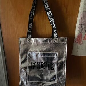 PINK Victoria's Secret Shimmering Silver Tote